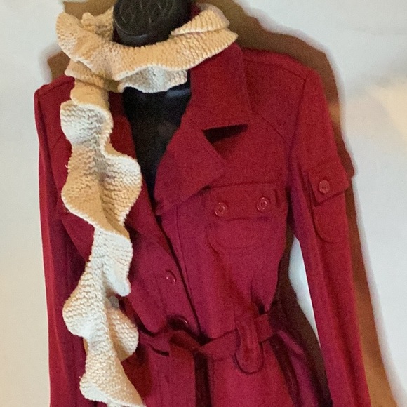 BODY CENTRAL RED WOOL BLEND FITTED WINTER COAT SZ. S - Picture 6 of 13